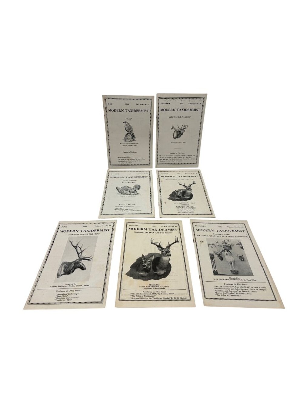 Vintage Modern Taxidermist Mag Lot 1940 1941 1942 Deer Hunting Ads Art